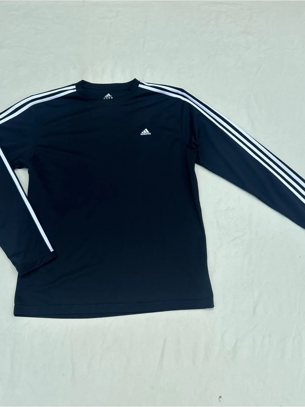 Adidas Men's Black Long-Sleeve Three-Stripe Training Shirt